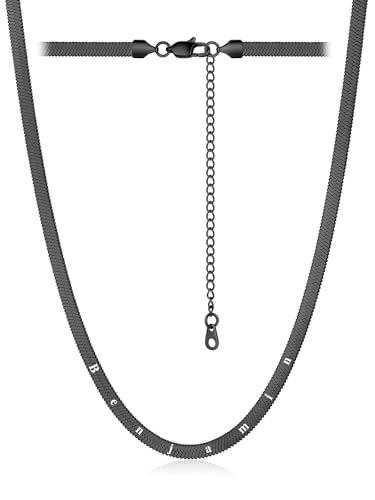 Custom4U Kette Gravur Personalisiert Choker-Halsketten Schwarze 14K Vergoldet Edelstahl Wasserfest Namenskette 32cm Länge Geschenk Mutter Damen von Custom4U