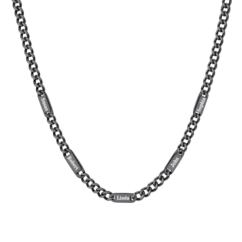 Custom4U Kette Herren Mit 5 Namensgravuren, 7MM Cuban Link Chain Personalisierte Edelstahl Halskette Herren Schmuck Geschenke Custom4U Kette Herren Mit 5 Namensgravuren, 7MM Cuban Link Chain Personalisierte Edelstahl Halskette Herren Schmuck Geschenke von Custom4U