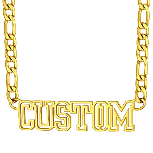 Custom4U Personalisierte Damenkette mit Namen 18K Vergoldet Namenskette mit 6mm breit Figarokette für Frauen Mädchen von Custom4U