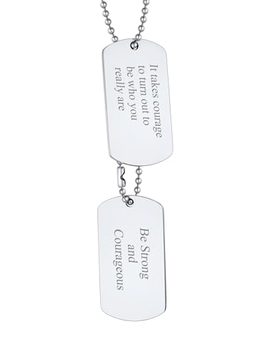 Custom4U Personalisierte Dog Tag Kette mit Name/Text/ID Gravur Edelstahl Herren Männer 2x Erkennungsmarken Anhänger Halskette mit 60cm Kette Geschenke für Vatertag Geburstag Weihnachten von Custom4U