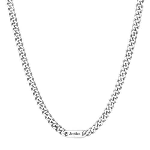 Custom4U Personalisierte Kette, Halsketten Männer Silber Edelstahl Mit Namenskette Geschenke für Männer Custom4U Personalisierte Kette, Halsketten Männer Silber Edelstahl Mit Namenskette Geschenke für Männer von Custom4U