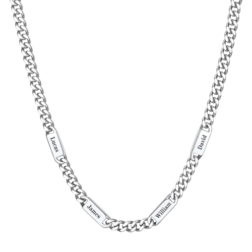 Custom4U Personalisierte Kette Herren, Halskette Silber Edelstahl Kubanische Halskette Schmuck Geschenk Herren Damen Custom4U Personalisierte Kette Herren, Halskette Silber Edelstahl Kubanische Halskette Schmuck Geschenk Herren Damen von Custom4U