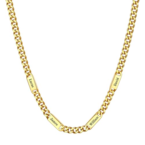 Custom4U Personalisierte Kette Herren, Halskette Silber Edelstahl Kubanische Halskette Schmuck Geschenk Herren Damen Custom4U Personalisierte Kette Herren, Halskette Silber Edelstahl Kubanische Halskette Schmuck Geschenk Herren Damen von Custom4U