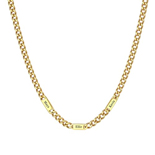 Custom4U Personalisierte Kette Mit 3 Namen Goldkette Herren Edelstahl Kubanische Halskette Schmuck Geschenk Herren Damen Custom4U Personalisierte Kette Mit 3 Namen Goldkette Herren Edelstahl Kubanische Halskette Schmuck Geschenk Herren Damen von Custom4U