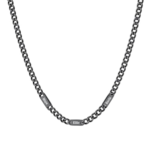 Custom4U Personalisierte Kette Mit 3 Namen Schwarz Kette Herren Edelstahl Kubanische Halskette Schmuck Geschenk Herren Damen Custom4U Personalisierte Kette Mit 3 Namen Schwarz Kette Herren Edelstahl Kubanische Halskette Schmuck Geschenk Herren Damen von Custom4U