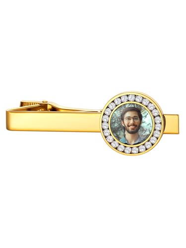 Custom4U Personalisierte Krawattenklammer Herren mit Fotogravur Edelstahl Krawattennadel Gold Männer Jungen Tie Clip für Krawatten-Zubehör von Custom4U