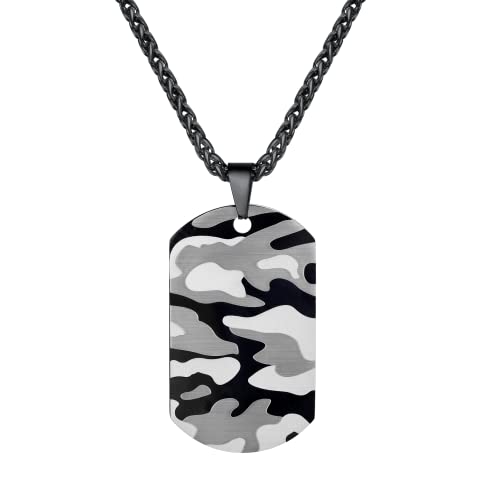 Custom4U Personalisierte Militärische Dog Tag Anhänger Halskette Herren Männer Edelstahl Erkennungsmarke Anhänger mit Namen/Text/Wunsch Gravur mit 50cm+5cm Twist Ketten von Custom4U