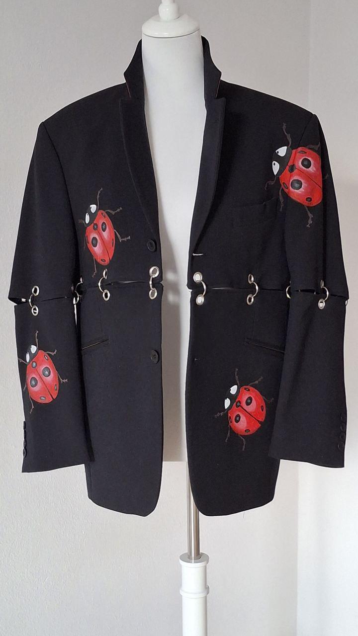 Transformable Jacket With A Ladybug Pattern | Exclusive Transformable Unique Designer Coat Artistic Painting Handmade von CustomAlla