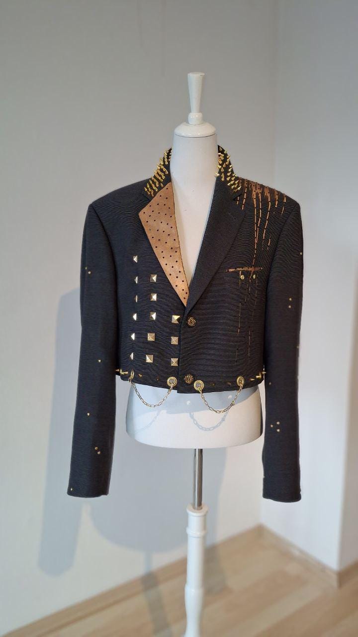 Collectible Hand-Painted Blazer - Black Panther Artwork Runway Fashion By Alla Kovtun von AllaKovtun
