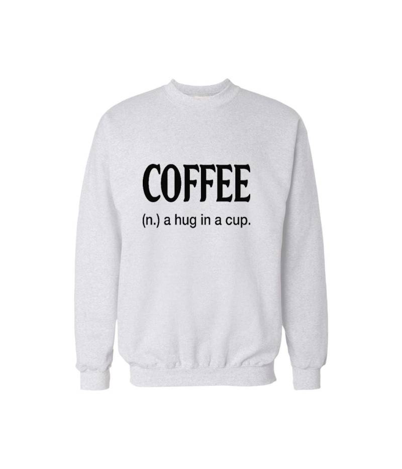 Coffee A Hug in A Cup Crewneck Sweatshirt Lustiges Design Herren/Frauen Unisex Weiß Soft Cotton von CustomApparelHouse