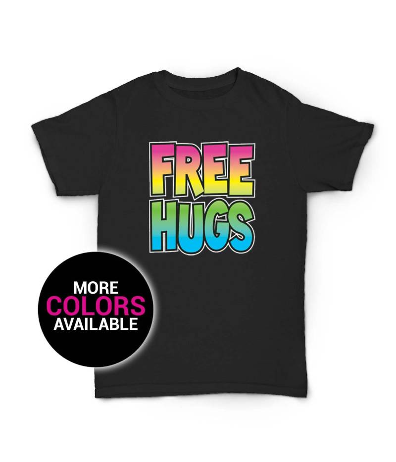 Free Hugs Neon Bunt T-Shirt Lustiges Design Männer/Frauen Unisex Weiß Schwarz Weiche Baumwolle T-Shirts von CustomApparelHouse