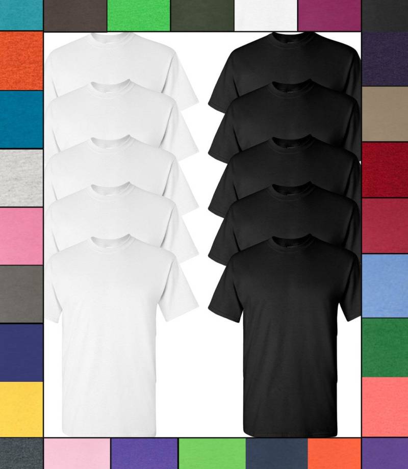 Gildan Men's Plain T-Shirts 10Er-Pack Crew Schwergewicht 5, 3 Unzen 100% Baumwolle S-3xl Vorteilspack von CustomApparelHouse