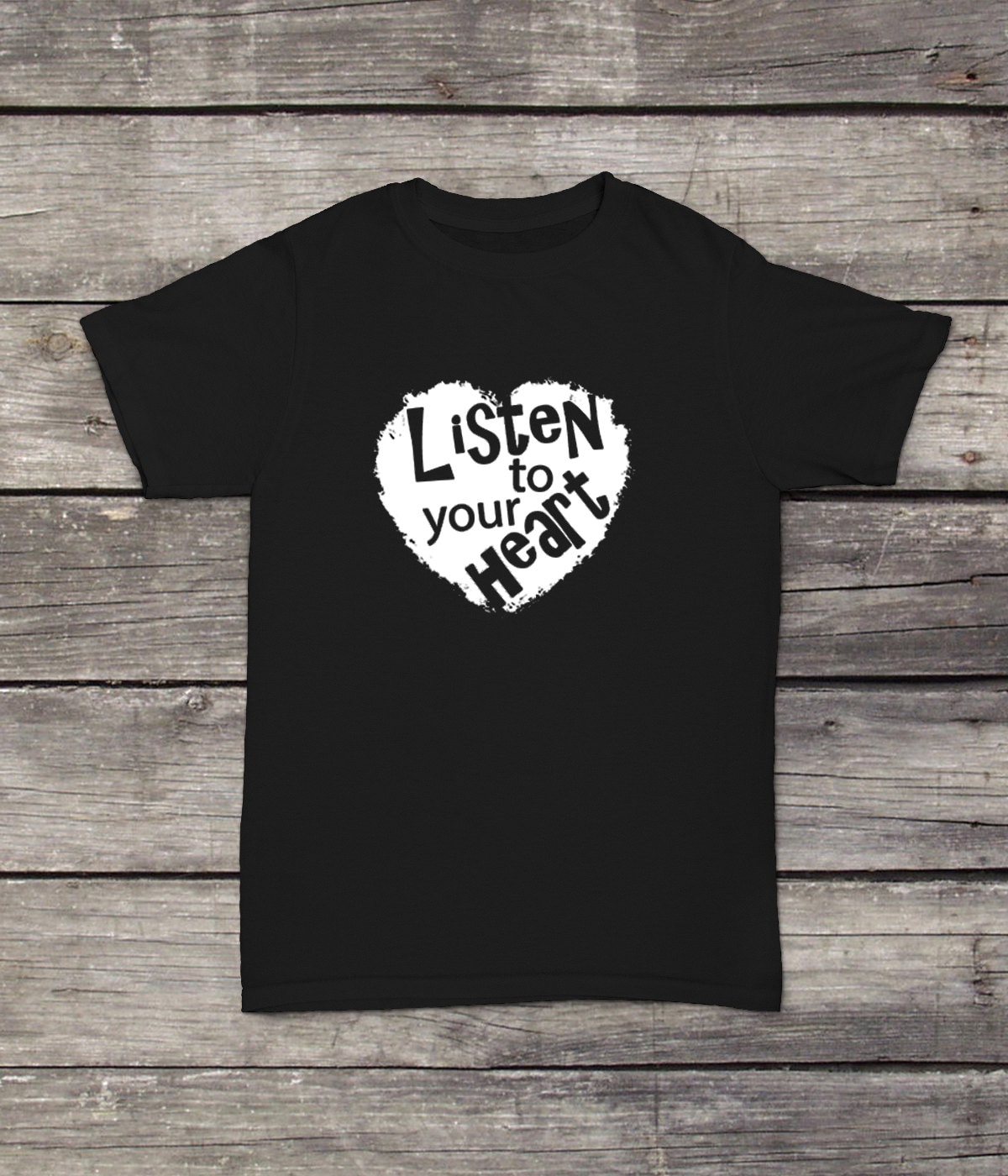 Hören Sie Auf Ihr Herz T-Shirt Design Männer/Frauen Unisex Weiß Schwarz Weiche Baumwolle von CustomApparelHouse