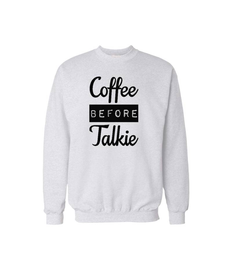 Kaffee Vor Dem Talkie Rundhals-Sweatshirt Lustiges Design Männer/Frauen Unisex Weiß Weiches Baumwoll-Sweatshirt Mit Rundhalsausschnitt von CustomApparelHouse