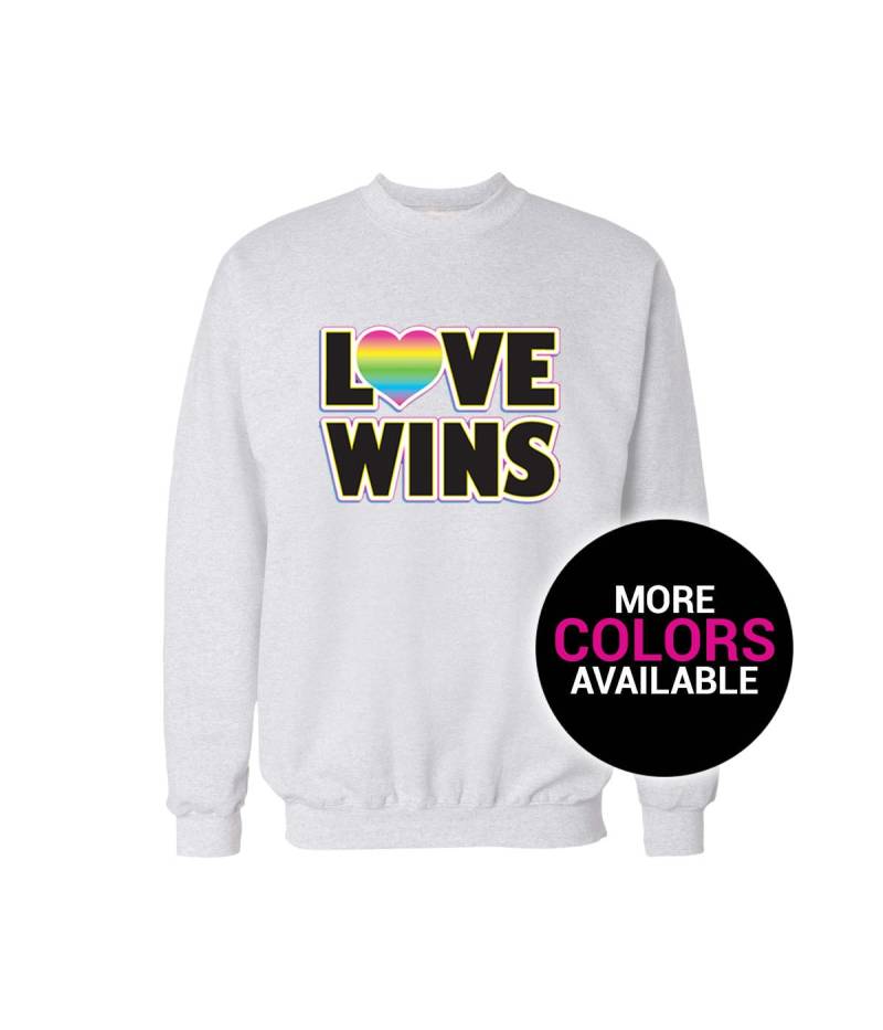 Liebe Gewinnt Neon Buntes Sweatshirt Rundhalsausschnitt Männer/Frauen Unisex Weiß Schwarz Weiches Baumwoll Polyester Rundhals-Sweatshirt von CustomApparelHouse