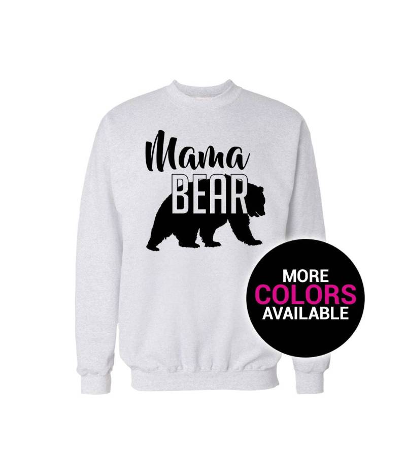 Mama Bär Crewneck Sweatshirt Frauen Weiß Schwarz Weiche Baumwolle Rundhals Muttertag Geschenk Madre Tier von CustomApparelHouse