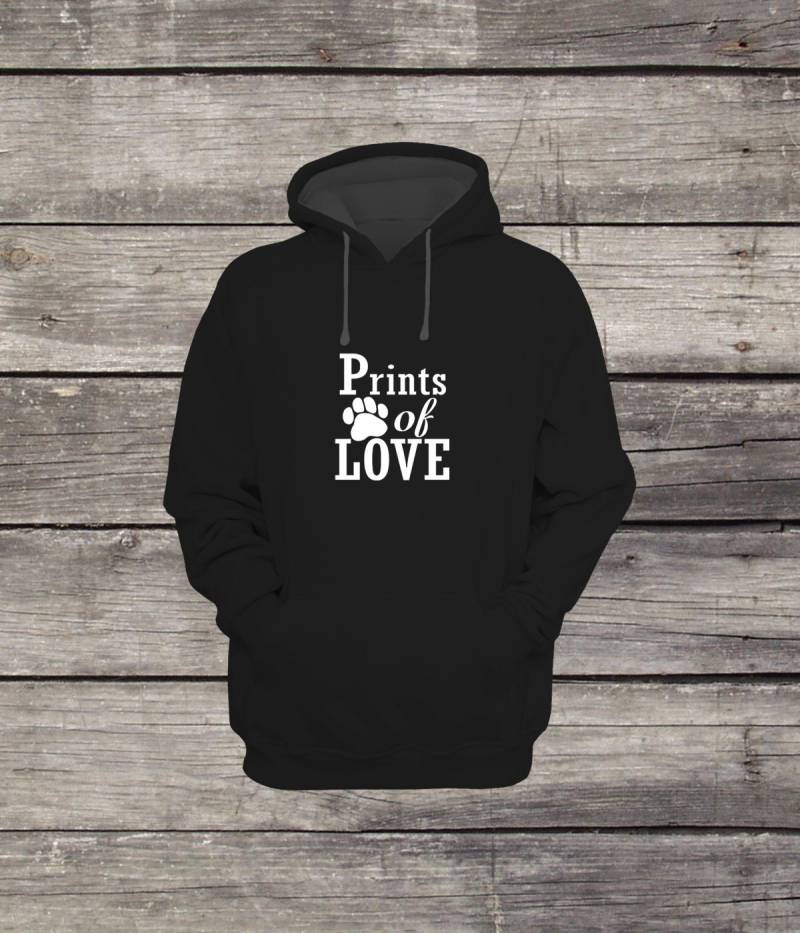 Prints Of Love Sweatshirt Kapuzenpullover Hund Tierliebhaber Design Männer/Frauen Unisex Weiß Schwarz Weich Baumwolle von CustomApparelHouse