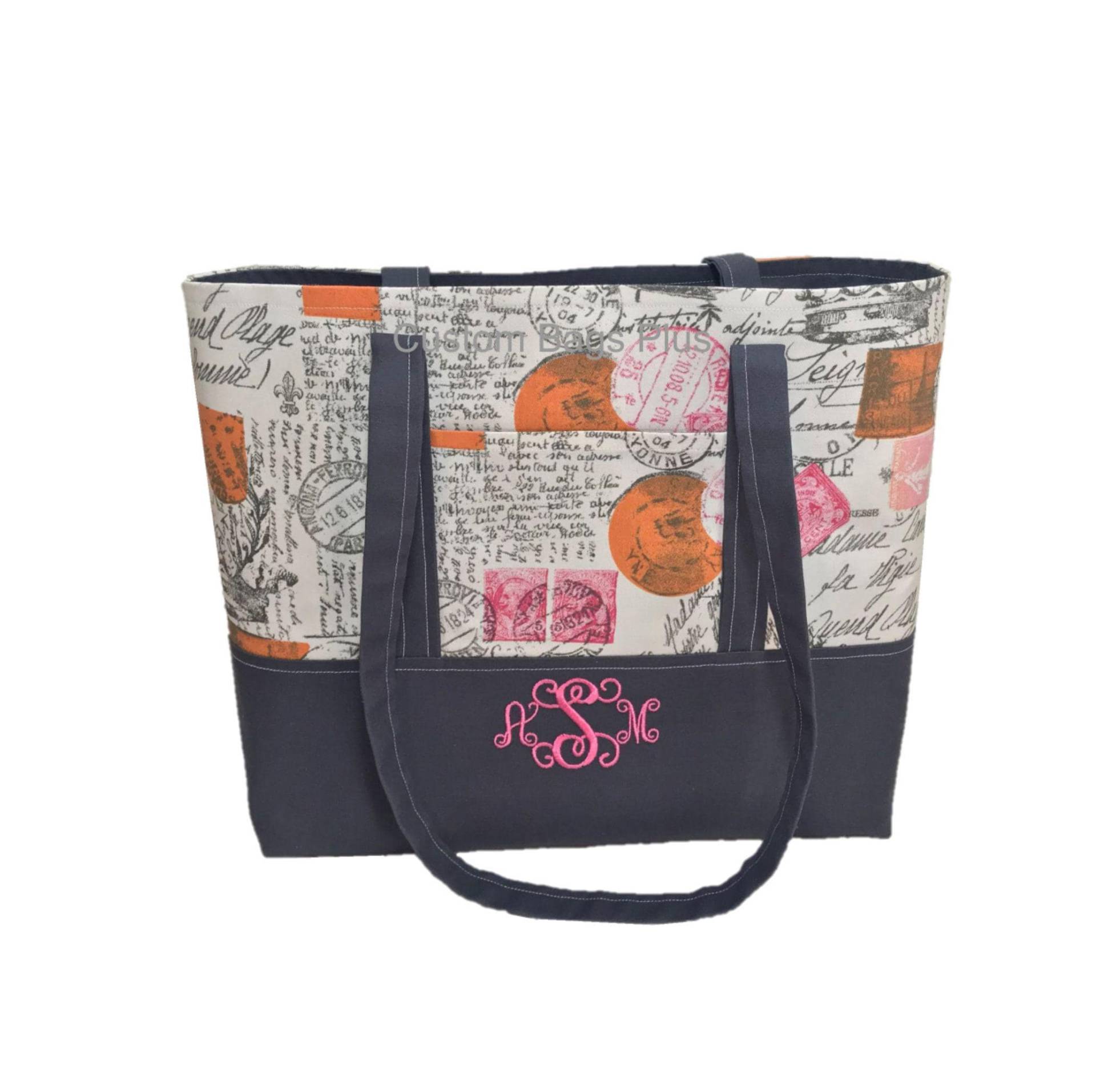 Gestickte Einkaufstasche-6 Innentaschen-Personalisierte Lehrer Einkaufstasche-Monogramm Einkaufstasche-Personalisierte Geschenk Tote-Custom von CustomBagsPlus