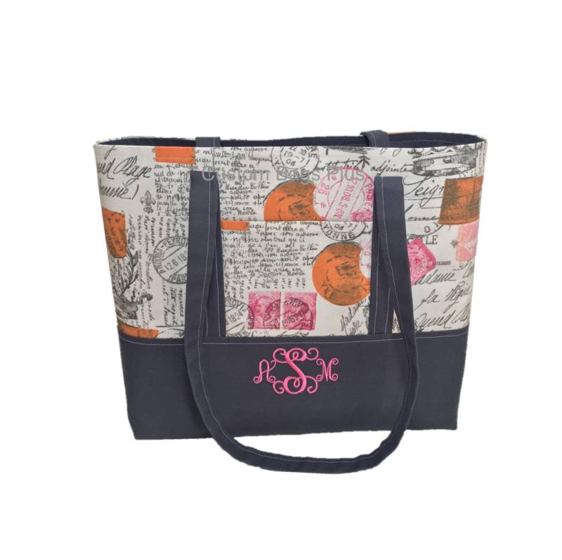 Gestickte Einkaufstasche-6 Innentaschen-Personalisierte Lehrer Einkaufstasche-Monogramm Einkaufstasche-Personalisierte Geschenk Tote-Custom von CustomBagsPlus