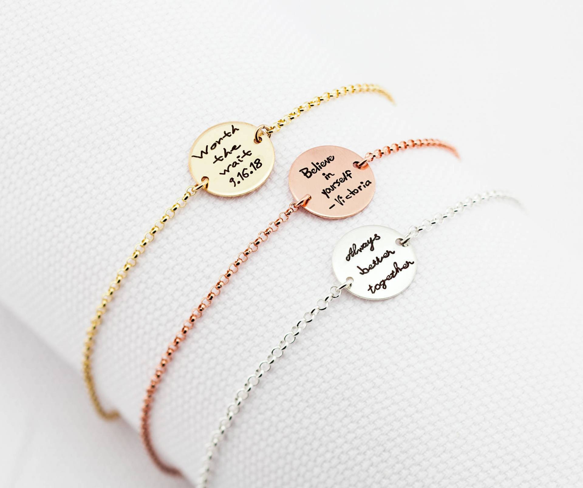 Personalisiertes Scheibenarmband, Handschrift Graviertes Armband - Ihre Handschrift Oder Bild, Sterling Silber, Gold Roségold, Schmuck Für Sie Personalisiertes Scheibenarmband, Handschrift Graviertes Armband - Ihre Handschrift Oder Bild, Sterling Silber, Gold Roségold, Schmuck Für Sie von CustomBrites