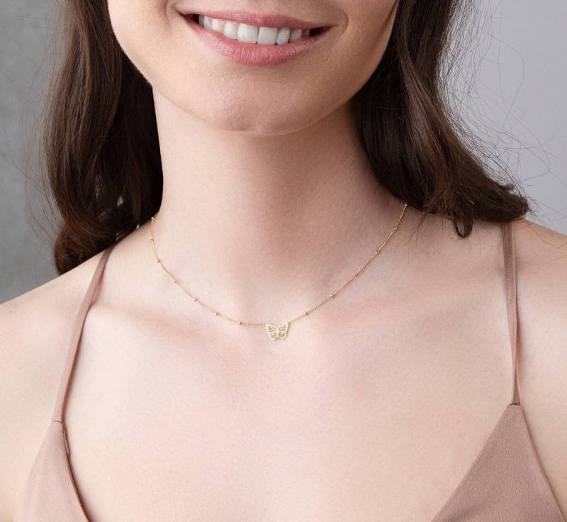 Schmetterling Anhänger Halskette Perlen Kette Zierliche Schmuck Gold Kleine Charme Geschenk Für Sie von CustomBrites