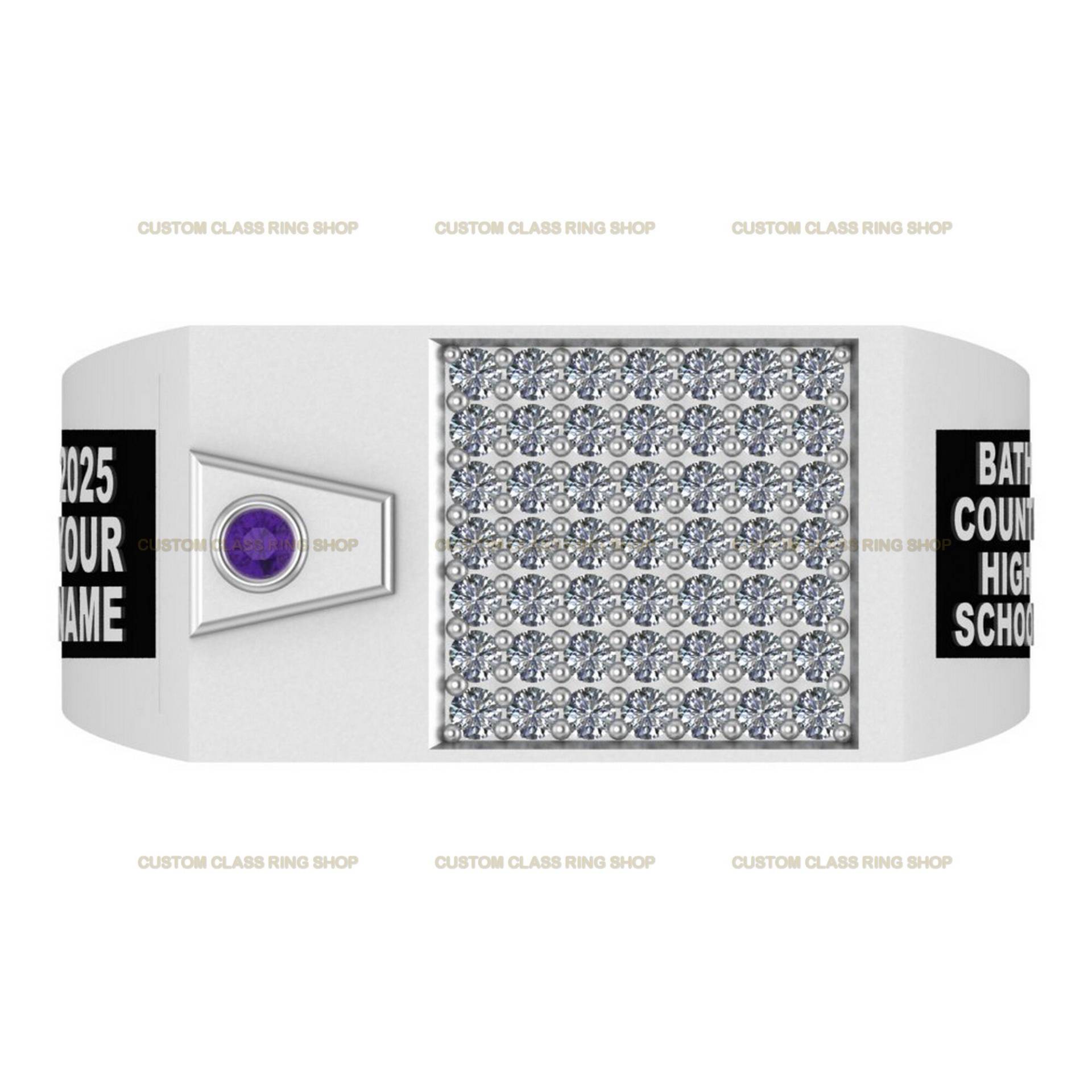 Personalisierte Einzigartige Beste Herrenklasse Ring | Schul-Ring Uni-Ring Für Ihn Runder Brillantschliff Diamanten Custom von CustomClassRingShop