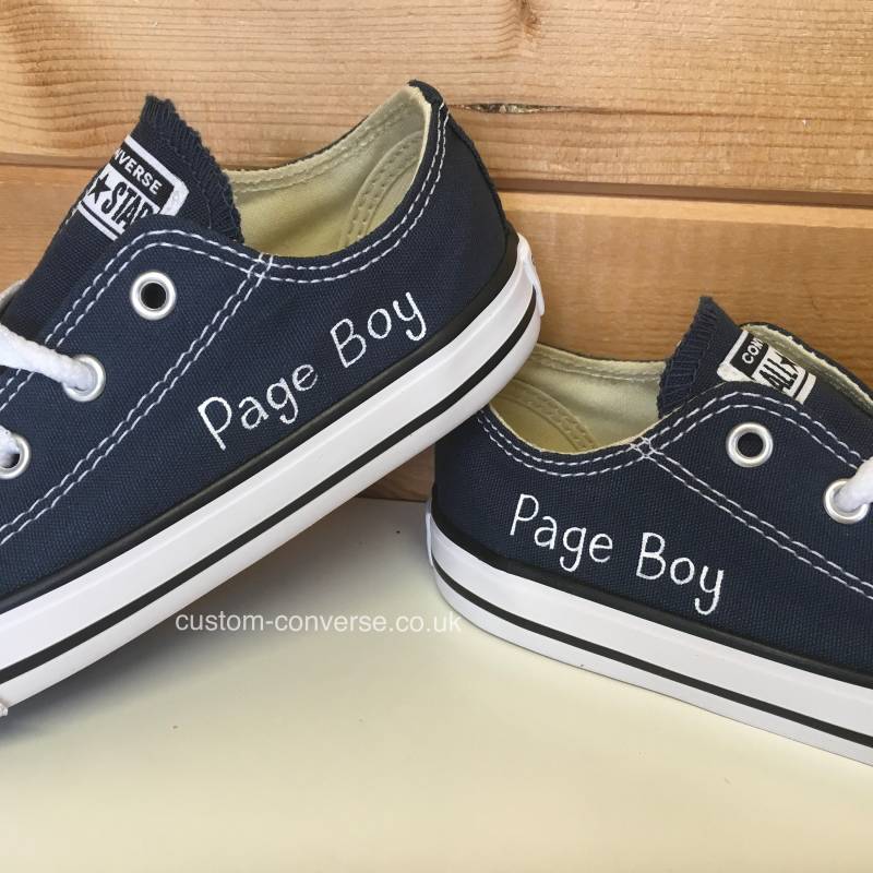Kinder Navy Page Boy Handgemalte Personalisierte Benutzerdefinierte Trainer Turnschuhe Schuhe Kleinkind von CustomConverseLtd