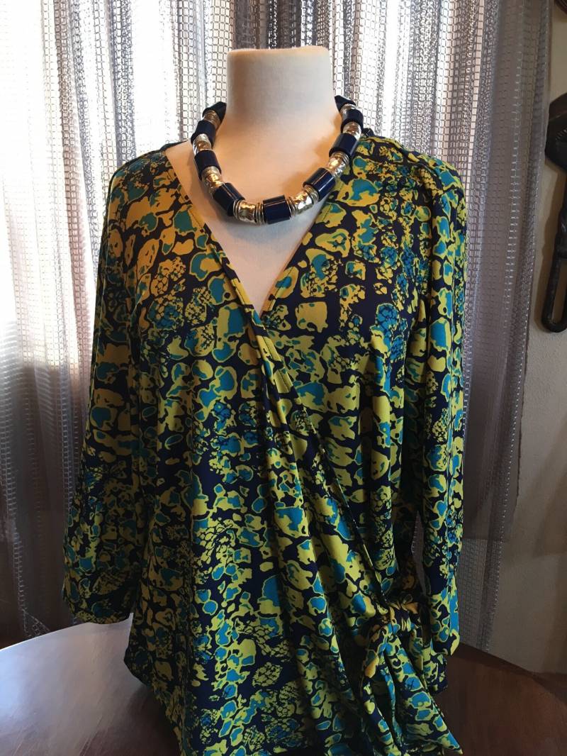 Benutzerdefinierte 2x Couture-Set Blaue Statement-Halskette Mit Gelbem Türkis Und Blauer Wickeljacke 1129 von CustomCoutureShop