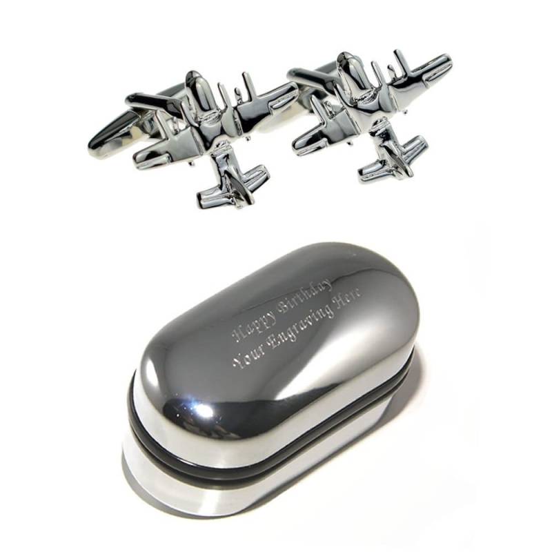 Hercules Transport Flugzeug Manschettenknöpfe & Gravierte Geschenkbox - Neuheit Manschettenknöpfe, Schrullige Personalisierte Manschettenknopfbox von CustomGiftCoUK