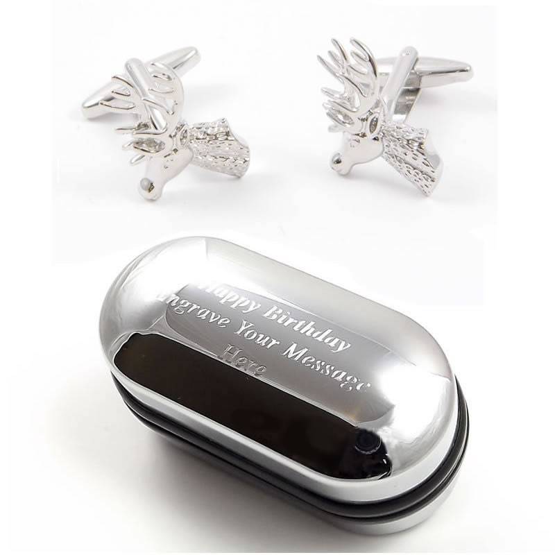 Jagd Und Schießen Hirschkopf Büste Manschettenknöpfe & Manschettenknopf Box Personalisierte Geschenk-Box | x2N176 - Neuheit-Manschettenknöpfe von CustomGiftCoUK