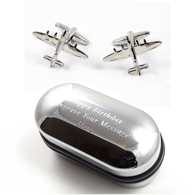 Lancaster Bomber Flugzeug Manschettenknöpfe & Gravierte Geschenkbox | x2N140 - Neuheit Manschettenknöpfe, Skurrile Personalisierte Box von CustomGiftCoUK