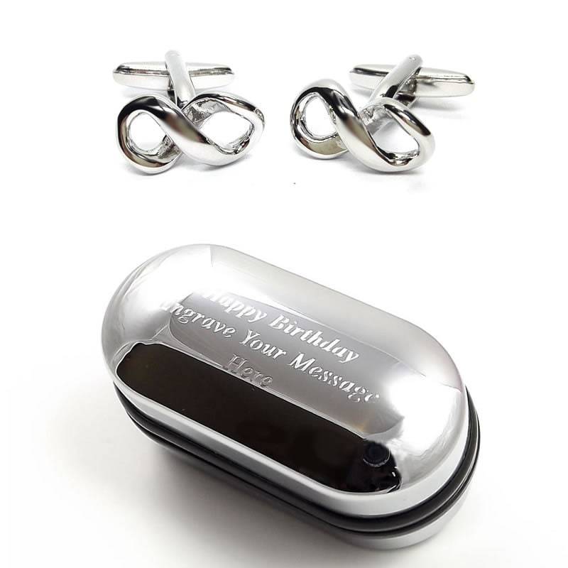 Manschettenknöpfe Mit Unendlichkeitszeichen Und Geschenkbox Gravur | x2Aj212 - Neuartige Manschettenknöpfe, Originelle Personalisierte von CustomGiftCoUK