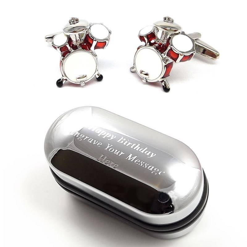 Musik Rock & Roll Manschettenknöpfe & Geschenkbox Mit Gravur | x2Aj206 - Neuheit Manschettenknöpfe, Skurrile Personalisierte Box von CustomGiftCoUK