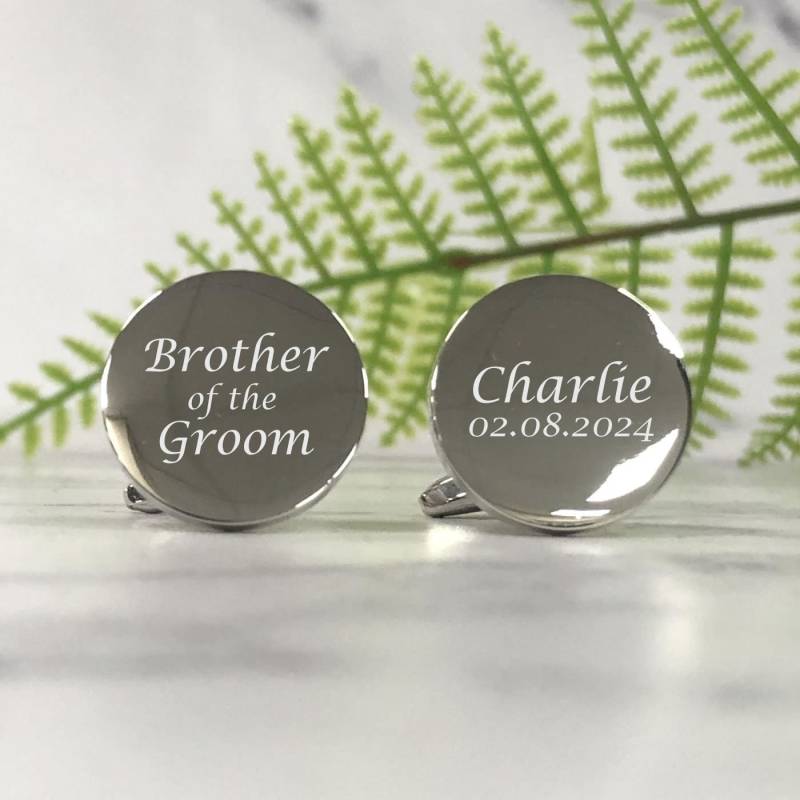 Personalisierter Bruder Des Bräutigams Hochzeitstag Gravur Runde Manschettenknöpfe - Personalisierte Geschenkbox Verfügbar von CustomGiftCoUK