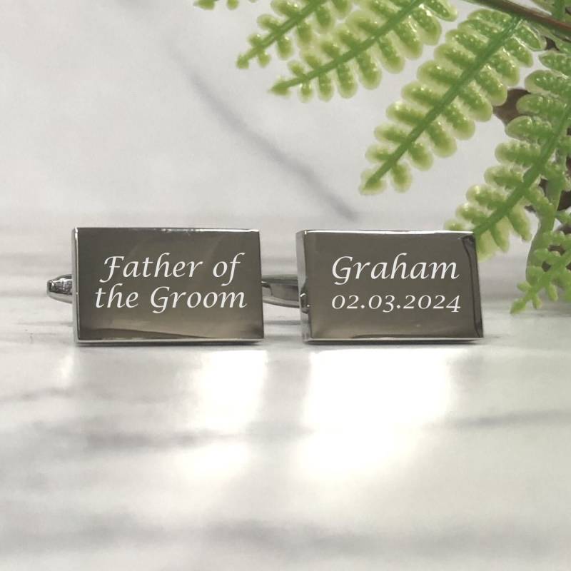 Personalisierter Vater Des Bräutigams Hochzeitstag Gravur Rechteck Manschettenknöpfe - Personalisierte Geschenkbox Verfügbar von CustomGiftCoUK