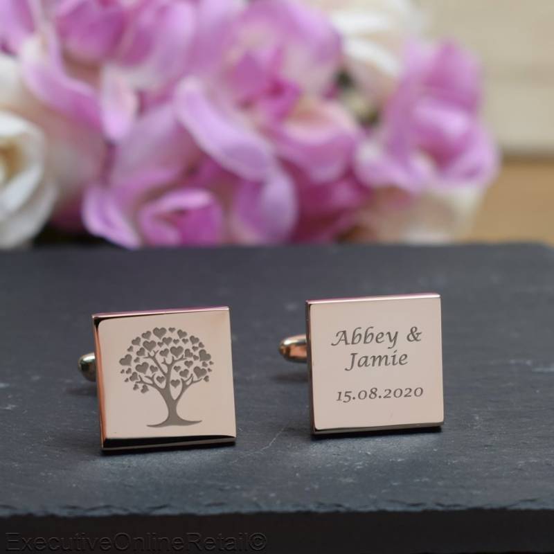 Rose Gold Personalisierte Gravierte Hochzeit Platz Manschettenknöpfe - Hochzeitsgeschenk Geschenk-Box von CustomGiftCoUK