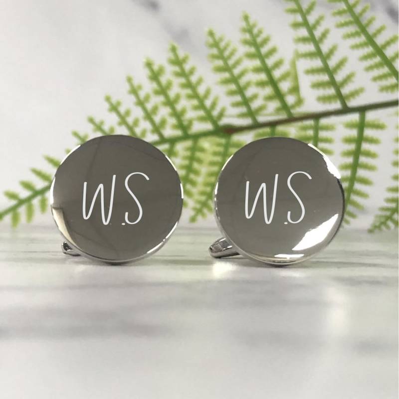 Silber Gravur Initiale Runde Manschettenknöpfe - Hochzeits- Und Geburtstagsgeschenk Geschenkbox Verfügbar von CustomGiftCoUK