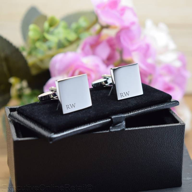 Silber Personalisierte Gravierte Quadrat Manschettenknöpfe - Hochzeits- Oder Geburtstagsgeschenk Geschenkbox Verfügbar von CustomGiftCoUK