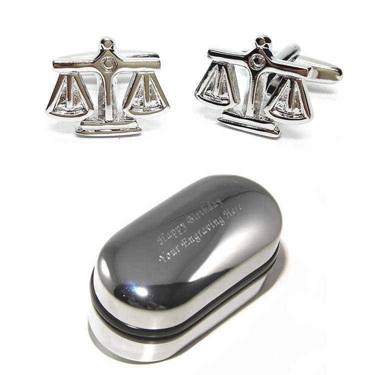Waage Der Gerechtigkeit Richter Manschettenknöpfe & Geschenkbox Mit Gravur | x2Psn086 - Manschettenknöpfe, Neuheit, Personalisierte von CustomGiftCoUK