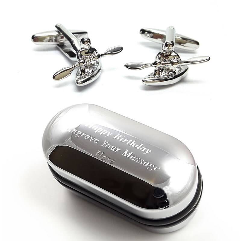 Water Sports Kayak & Canoe Manschettenknöpfe | x2Aj010 & Gravierte Geschenkbox - Neuheit Manschettenknöpfe, Schrullige Personalisierte von CustomGiftCoUK