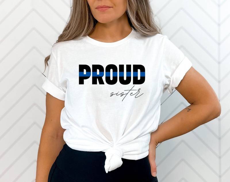 Police Sister Shirt, Thin Blue Line, Law Enforcement Shirts, Tees, Support Gift For Sister, Officer von CustomGiftFairy