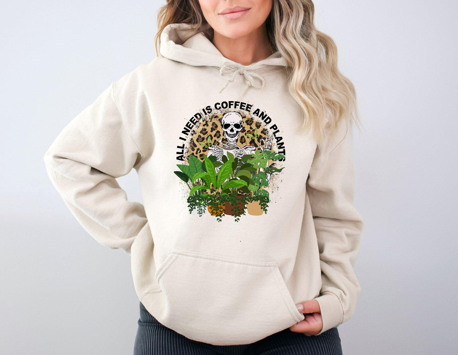 Skeleton Plant Lover Hoodie, All I Need Is Coffee & Plants Gift, Loverhoodie Skeleton Plant Lover Hoodie, All I Need Is Coffee & Plants Gift, Loverhoodie von CustomGiftFairy