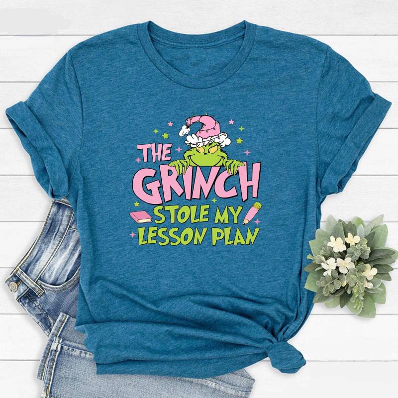Teacher Christmas Shirt, Grinch Stole My Lesson Plan Resting Face Gift For Shirt von CustomGiftFairy