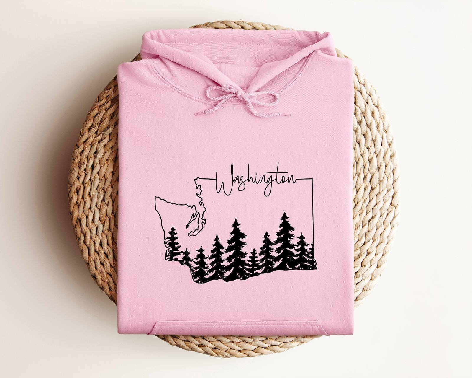 Washington Hoodie, State Map Travel Gifts Souvenir Forest Hoodie von CustomGiftFairy