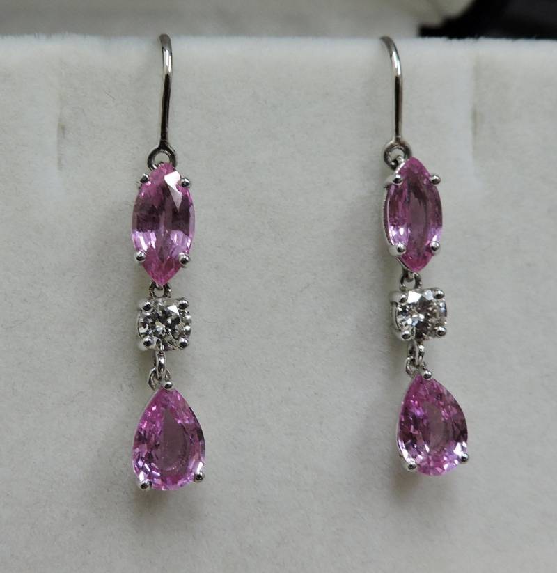 Schlenker 2.89Carats Rosa Saphir 0.32Cts-Diamant-Ohrringe von CustomJewelrybyPaul