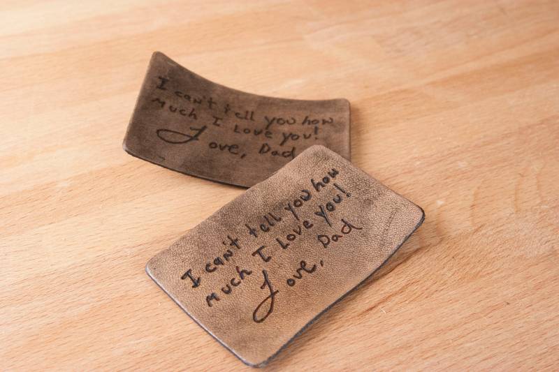 Personalisierte Handschrift Leder Geldbörse Einsatz - Jubiläumsgeschenk von CustomLeatherGifts