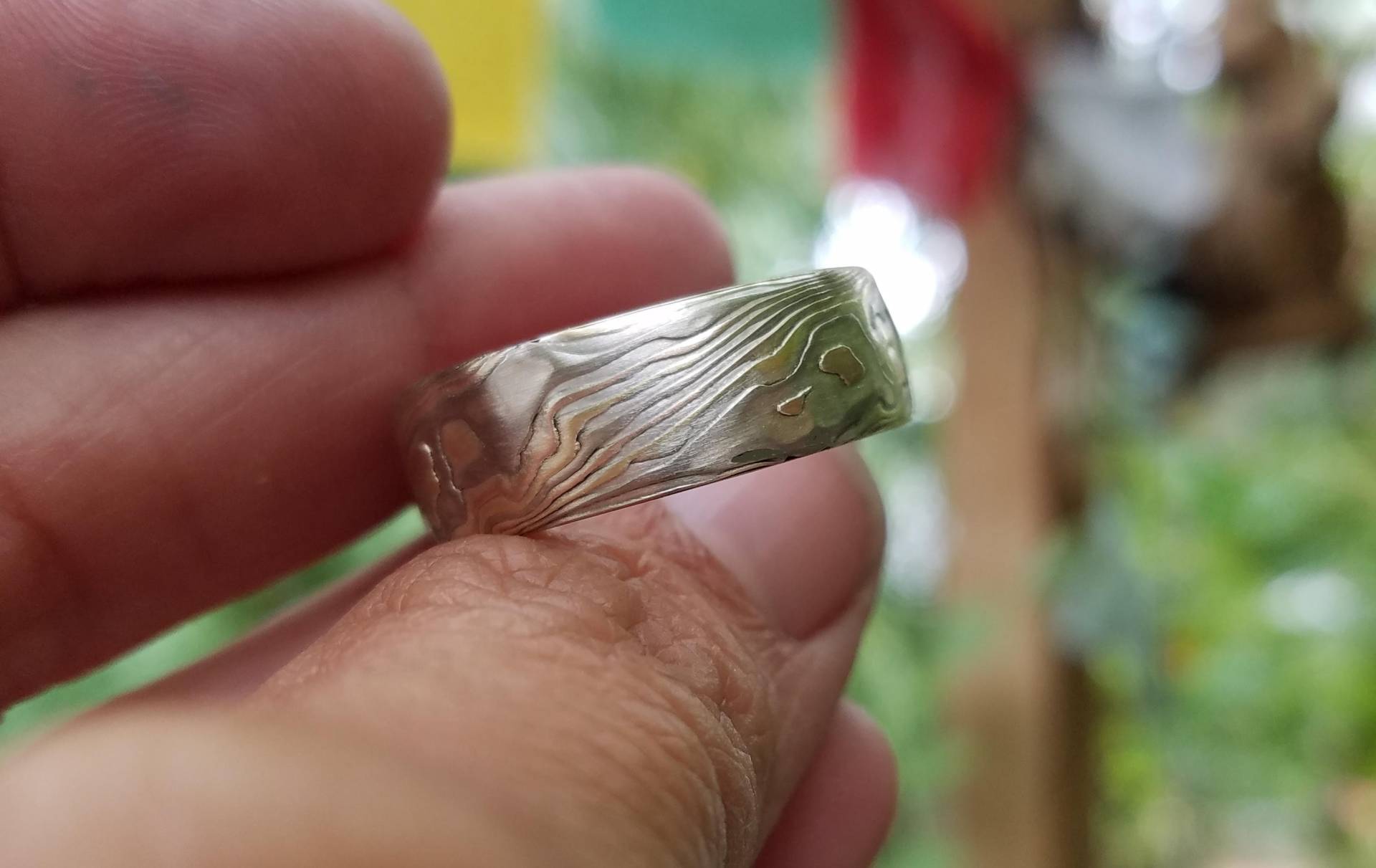 18K Tri Gold Mokume Gane Ehering von CustomMokumeGane