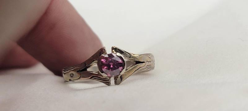 Einzigartiger Und Einzigartiger Mokume Gane Solitaire Ring in Baum Form von CustomMokumeGane