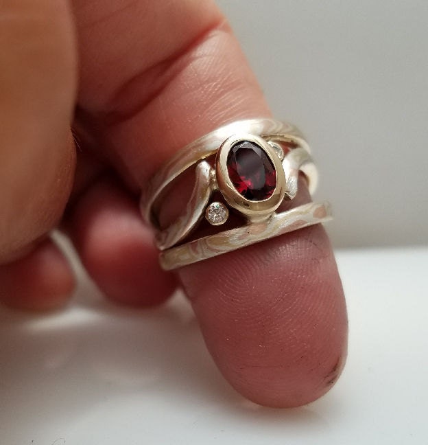 Handgefertigter Einzigartiger Mokume Gane Ring Auf Bestellung von CustomMokumeGane