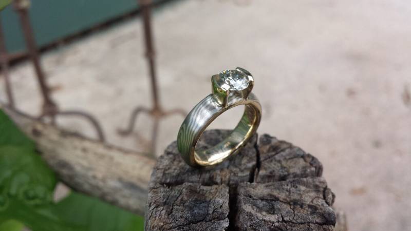 Individuelle Mokume Gane Ehering 585Er Gold & Sterlingsilber von CustomMokumeGane